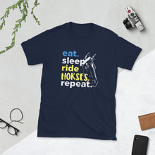 Görseli Galeri görüntüleyiciye yükleyin, Eat, sleep, Ride Horses Unisex T-Shirt - HorseObox
